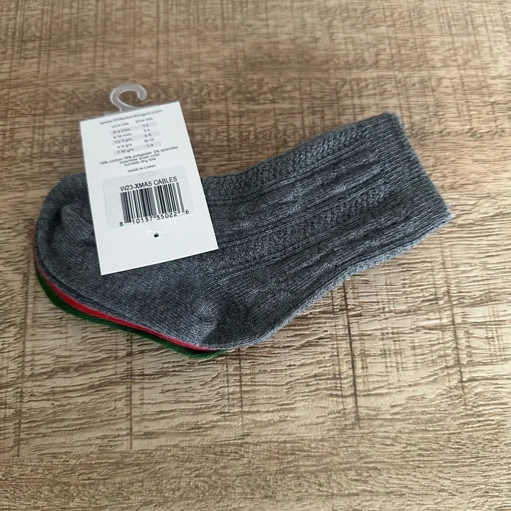 Little Stocking Co. Christmas Cable Knit Knee High Socks | Size 0–6 Months | NWT